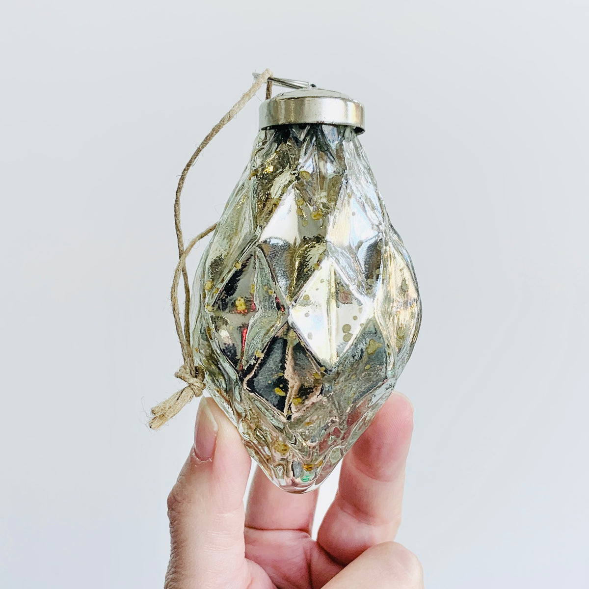 Glass Faceted Diamond Ornament 54, Silver