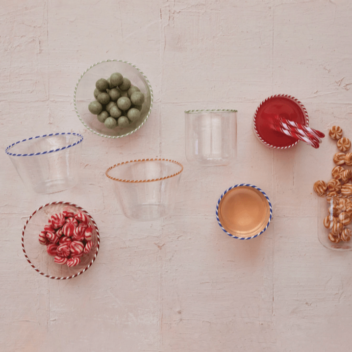 Candy Cane Rim Bowls, Yellow Decor Creative Co-Op 