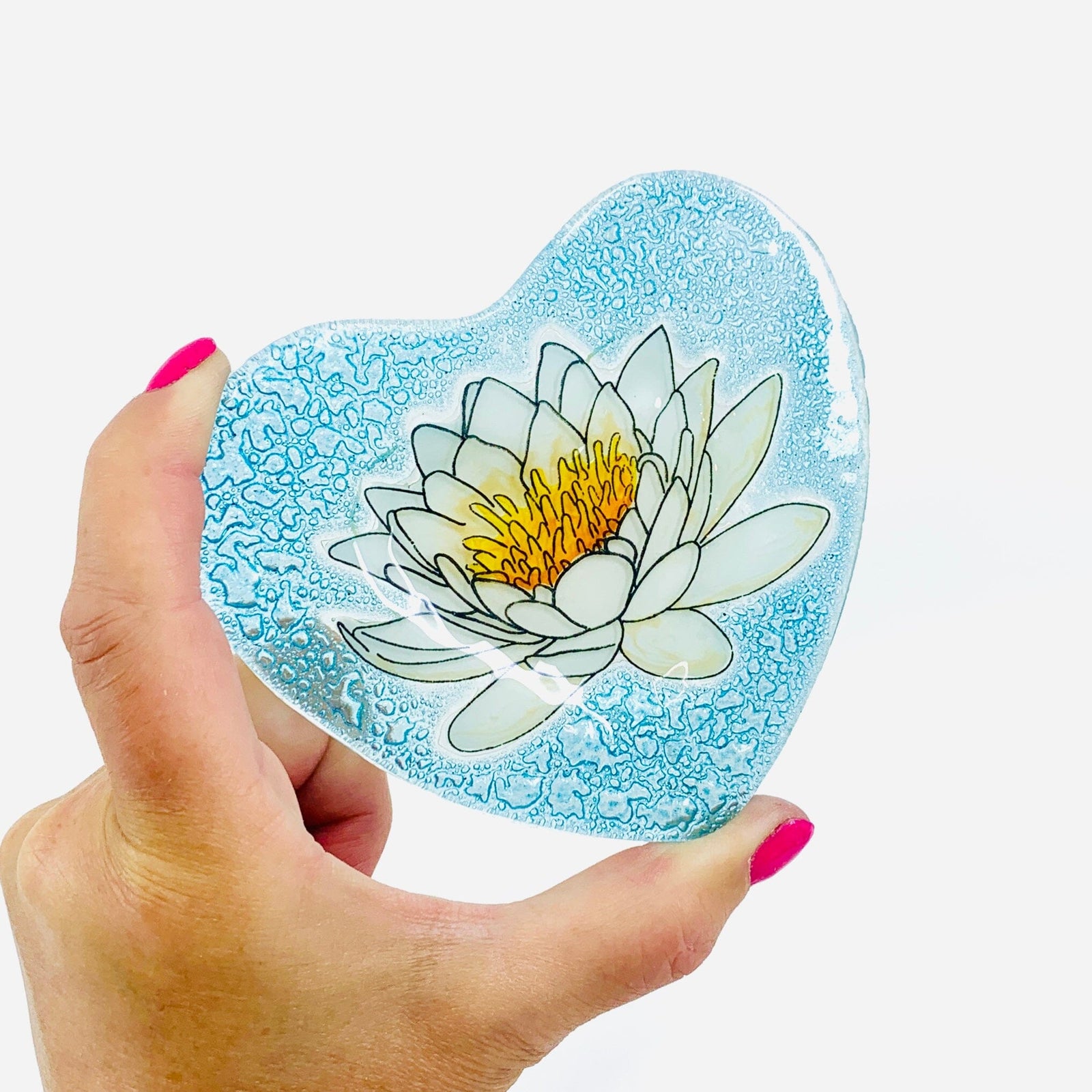 Fair Trade Heart Plate 5 - Water Lily Dishware Pam Peana 