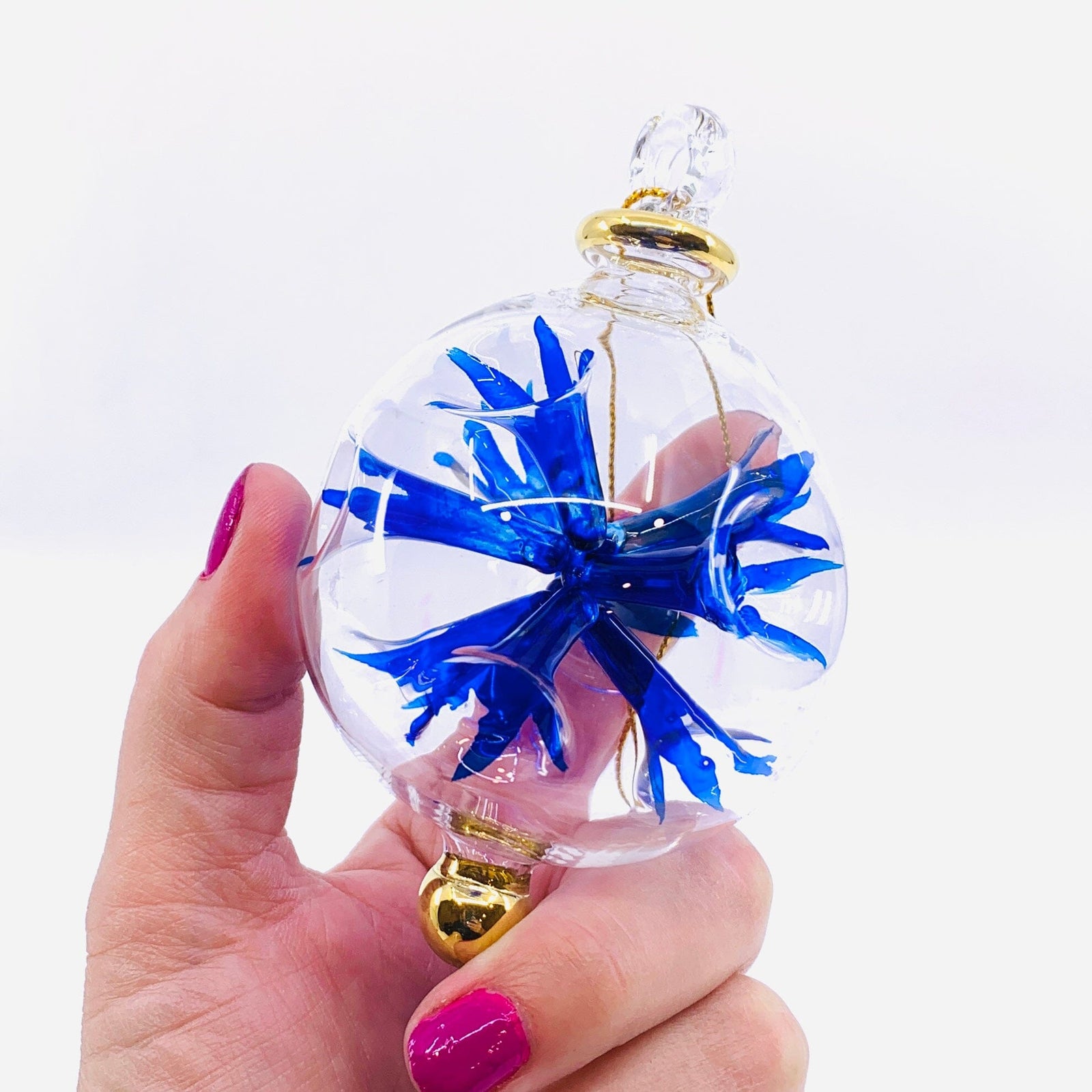 Hand Blown Starburst Ornaments, Blue Small Unique Tradings LLC 