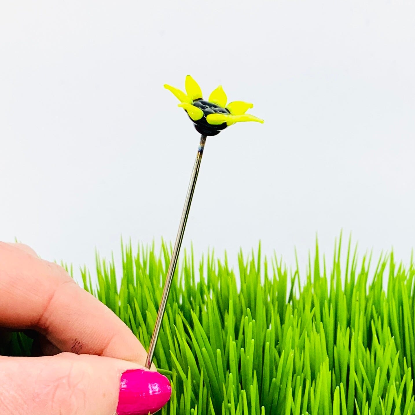 Tiny Glass Animal Garden Stake 7, Sunflower Decor - 