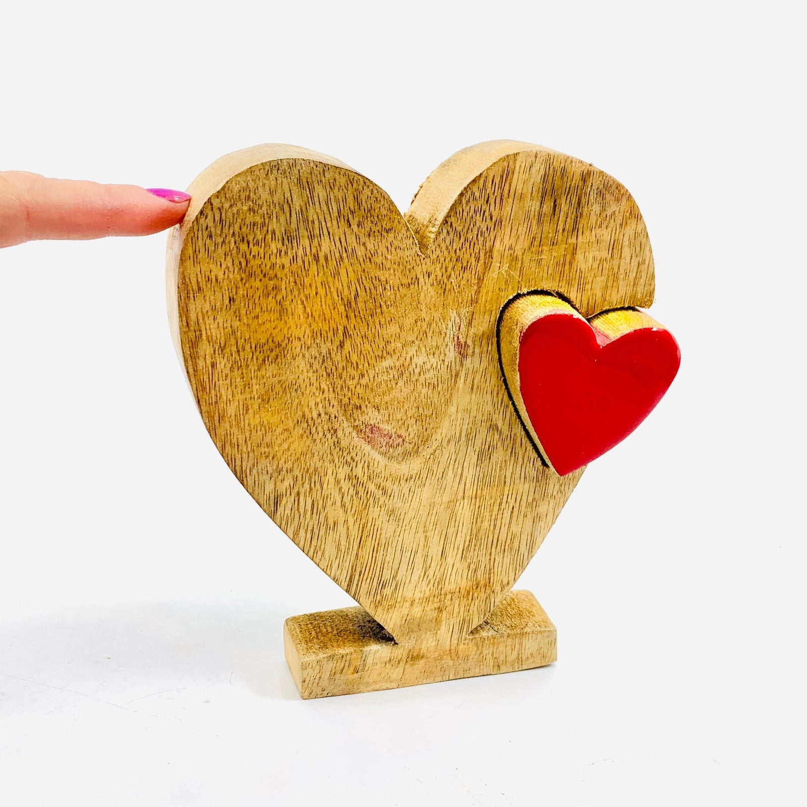 Red Enamel Wooden Heart Décor, Medium KEL-TOY 