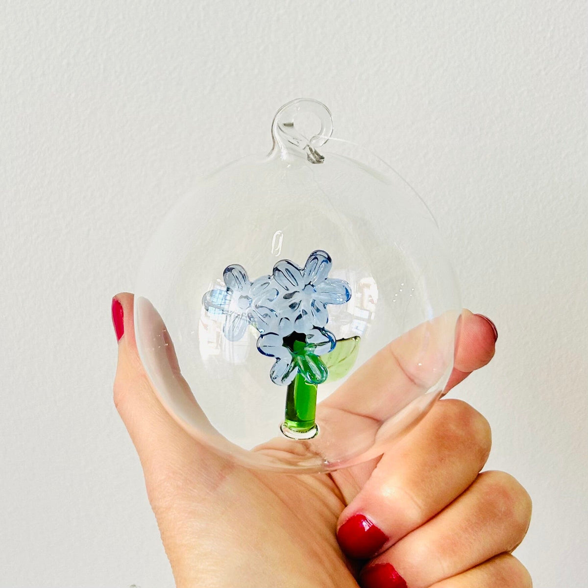 Glass Icon Ornament, Periwinkle Flower ICHENDORF 