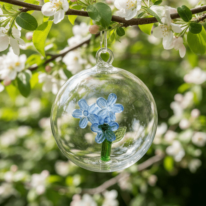 Glass Icon Ornament, Periwinkle Flower ICHENDORF 
