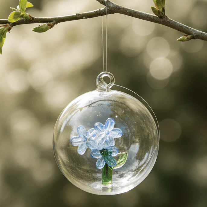 Glass Icon Ornament, Periwinkle Flower ICHENDORF 