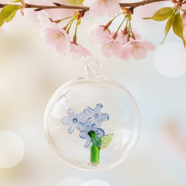 Glass Icon Ornament, Periwinkle Flower ICHENDORF 