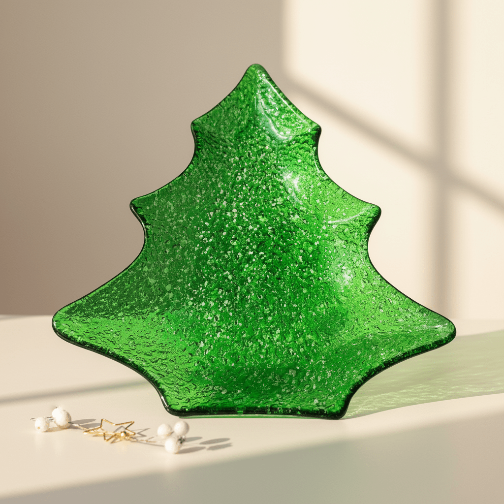 Glass Fusion Plate, Christmas Tree 46 Decor Transpac 