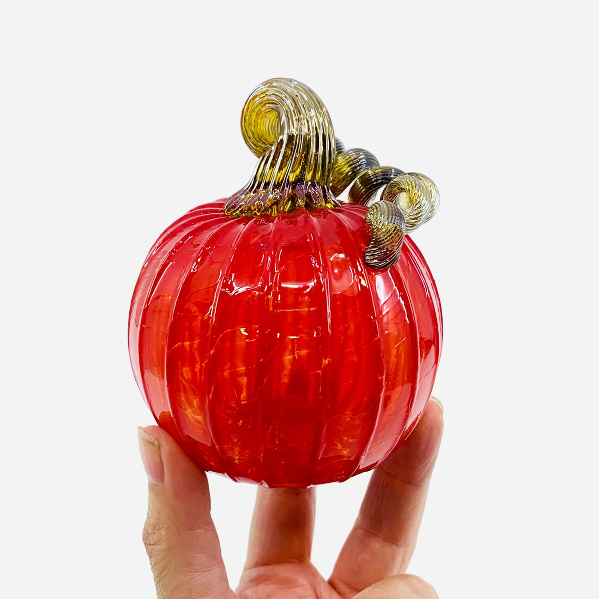 July Birthstone Pumpkin, Ruby Pumpkin Luke Adams Glass Blowing Studio 