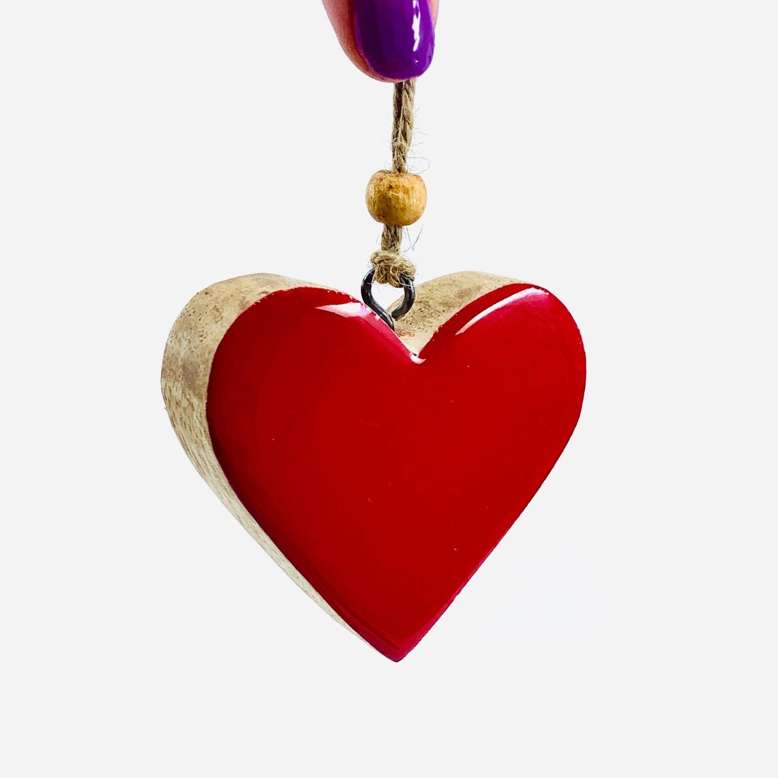 Red Enamel Wooden Heart Ornament KEL-TOY 