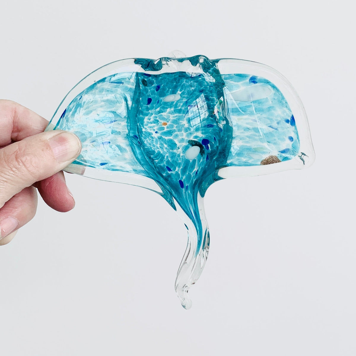 Glass Aqua Stingray Paperweight Decor Chesapeake Bay 