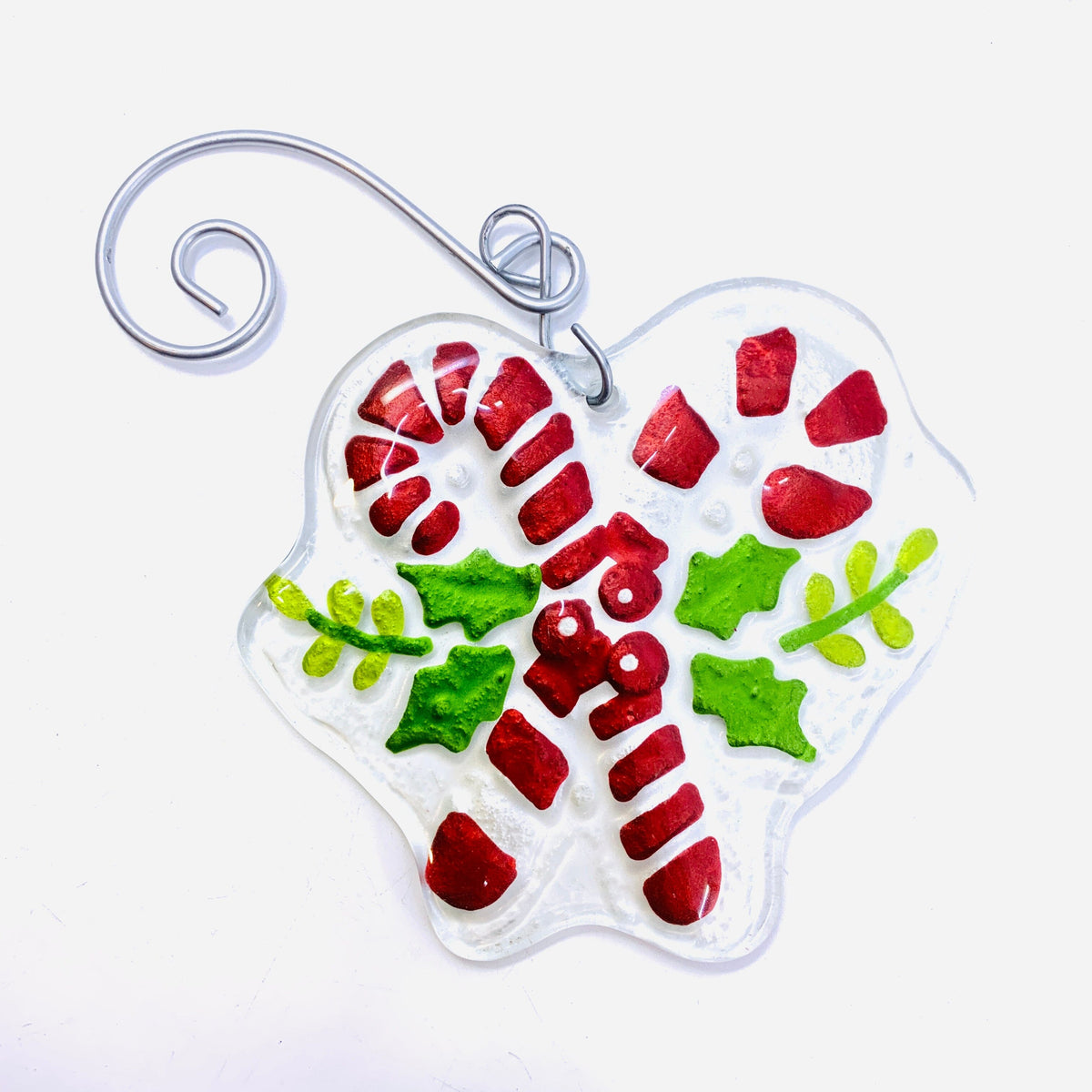 Glass Fusion Ornament 4, Candy Canes Demdaco 