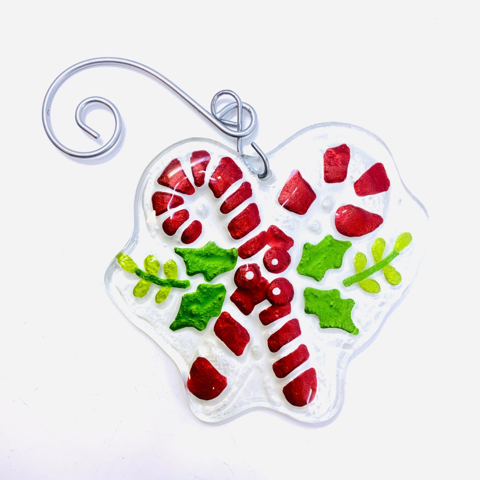 Glass Fusion Ornament 4, Candy Canes Demdaco 