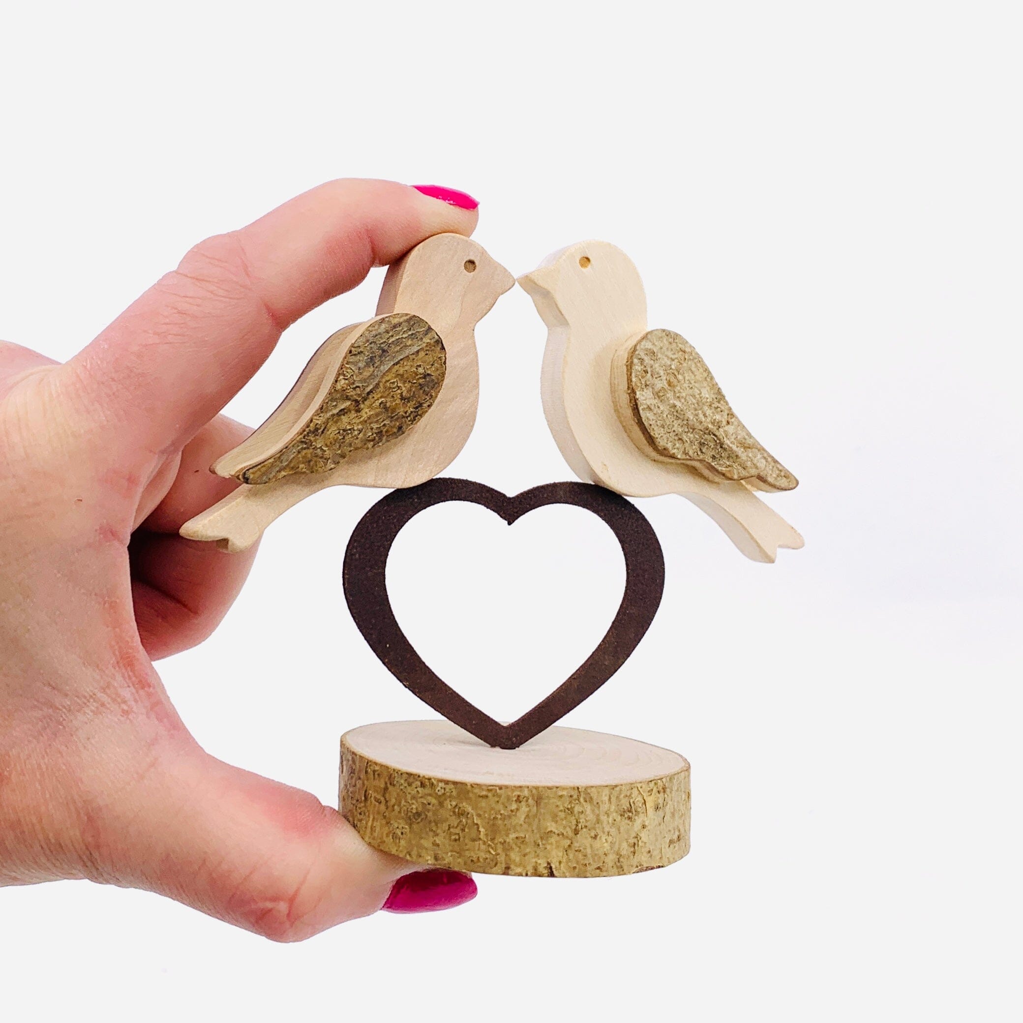 Hand Carved Wood Love Birds 8 - Luke Adams Glass Blowing Studio