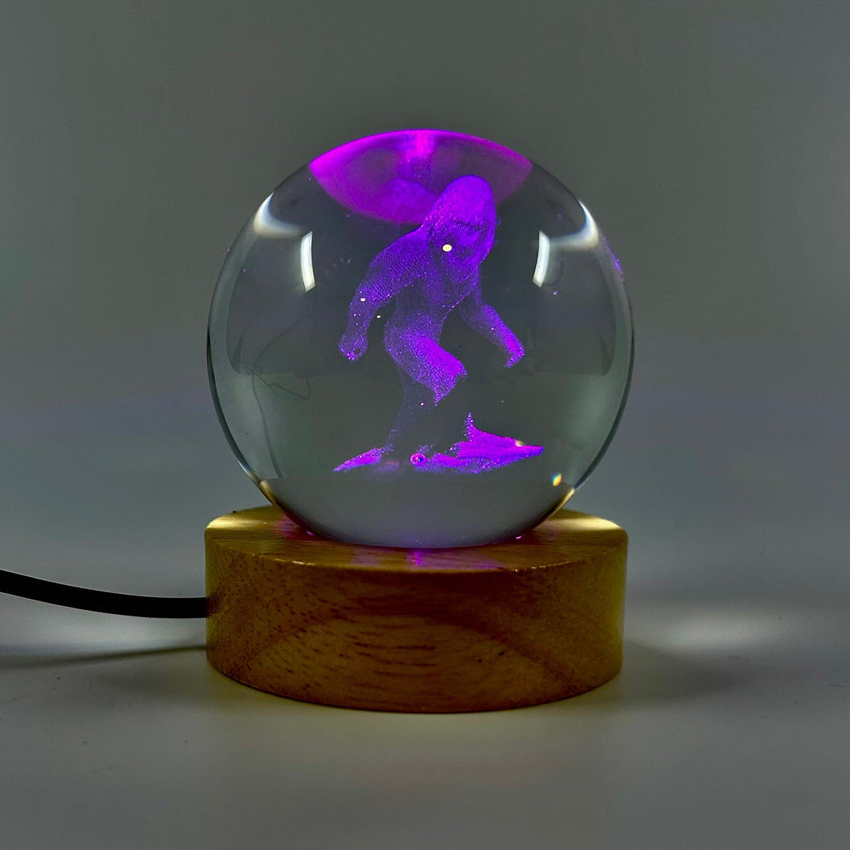Light Up Etched Glass Sphere décor - Bigfoot 29TONIGHT 