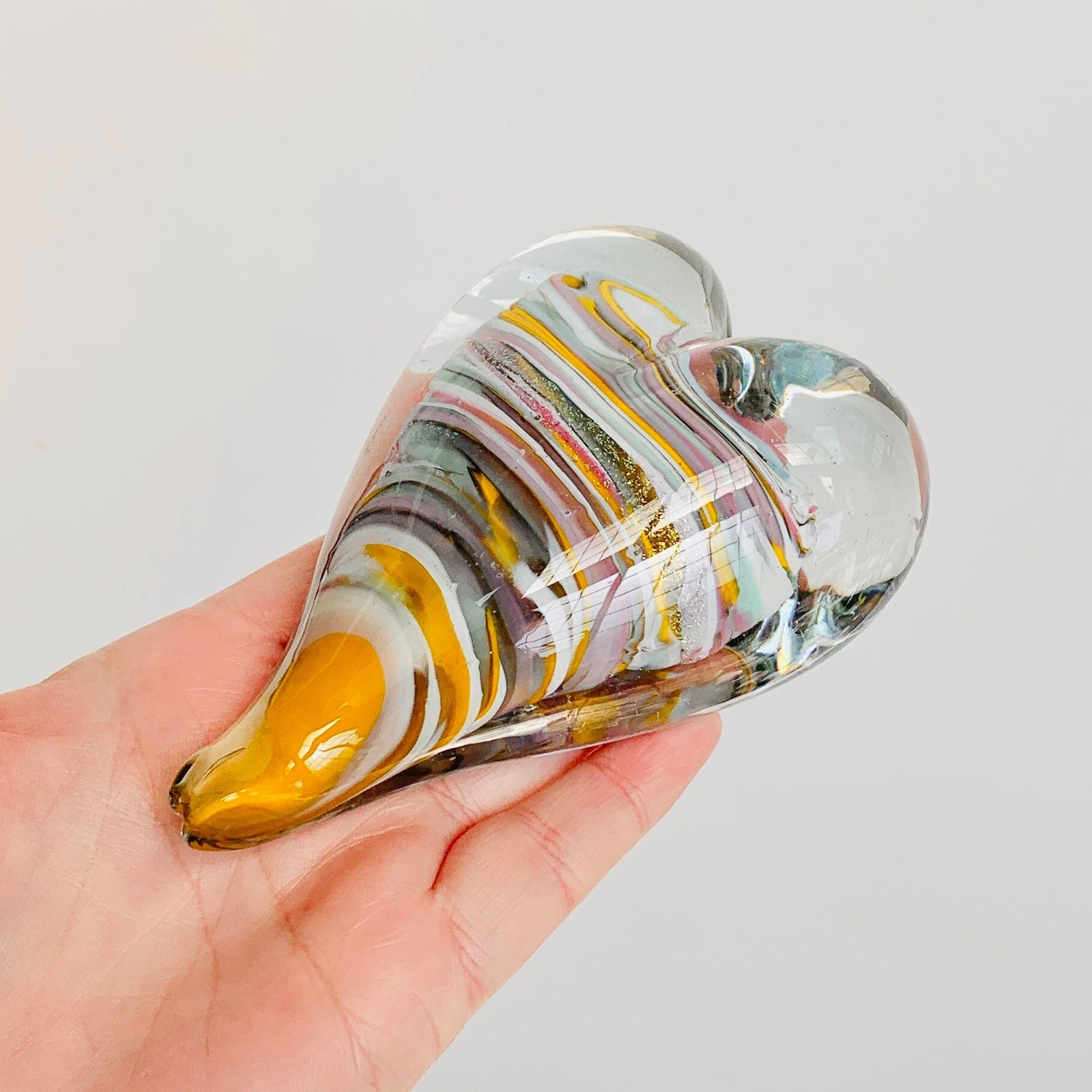 Daily Pumpkin 2242 Heart Paperweight Gabby Luke Adams Glass Blowing Studio 