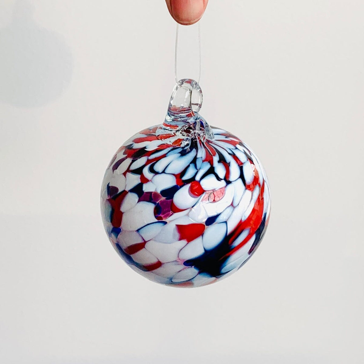 Ornament, Red White and Blue Ornament Luke Adams Glass Blowing Studio 