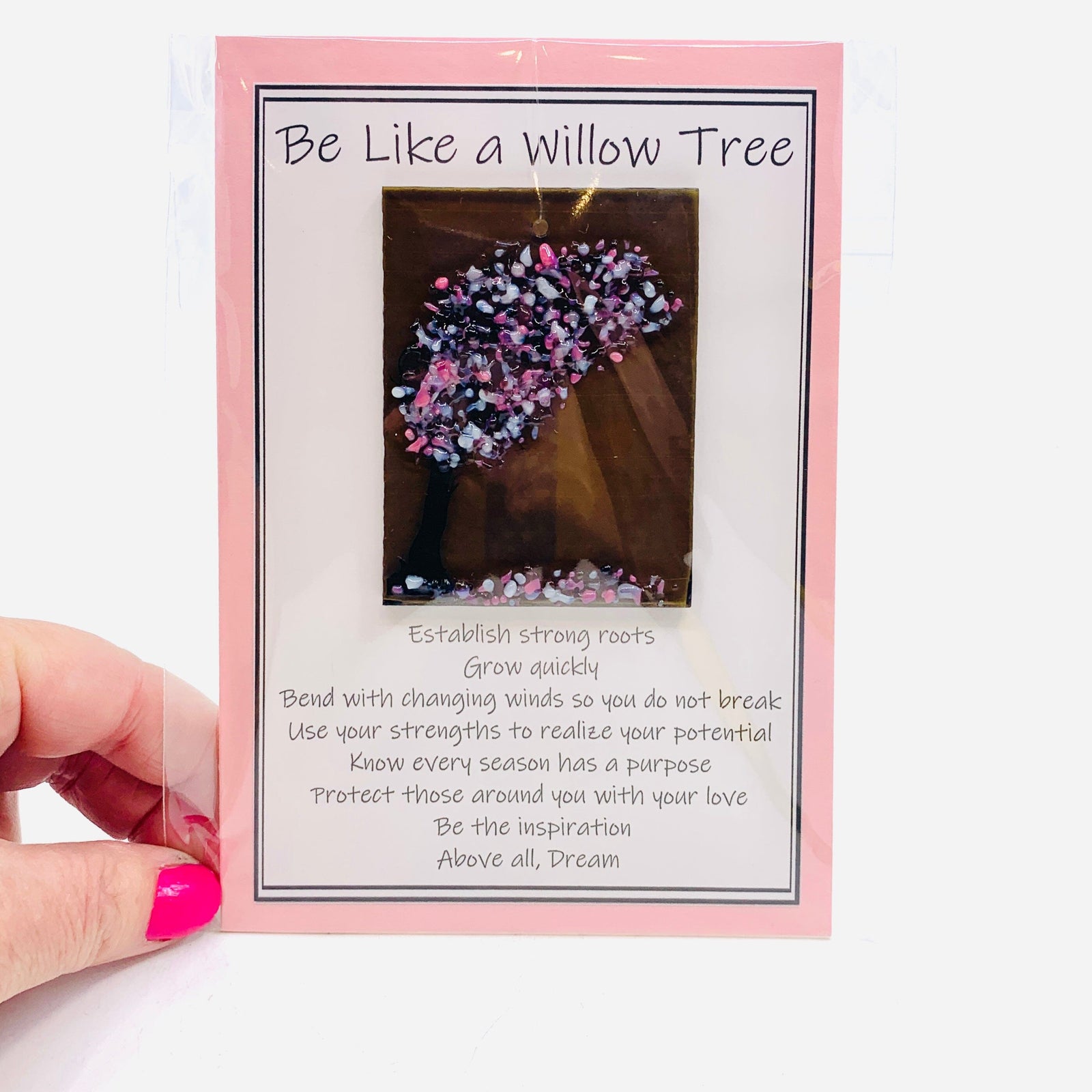 Fused Glass "Be Like a Willow Tree" Suncatcher 12 Decor Glimmer Glass Gifts 