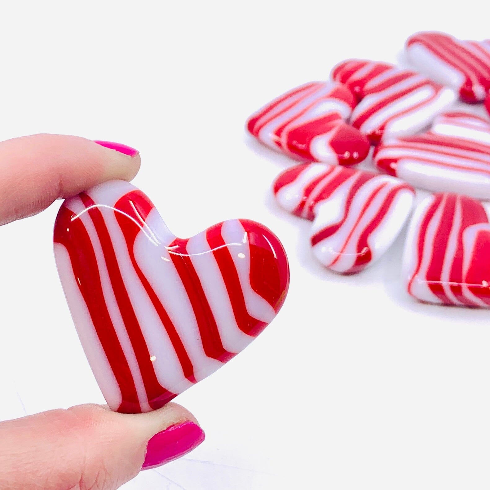 Fused Pocket Hearts, Candy Cane Miniature Jean 