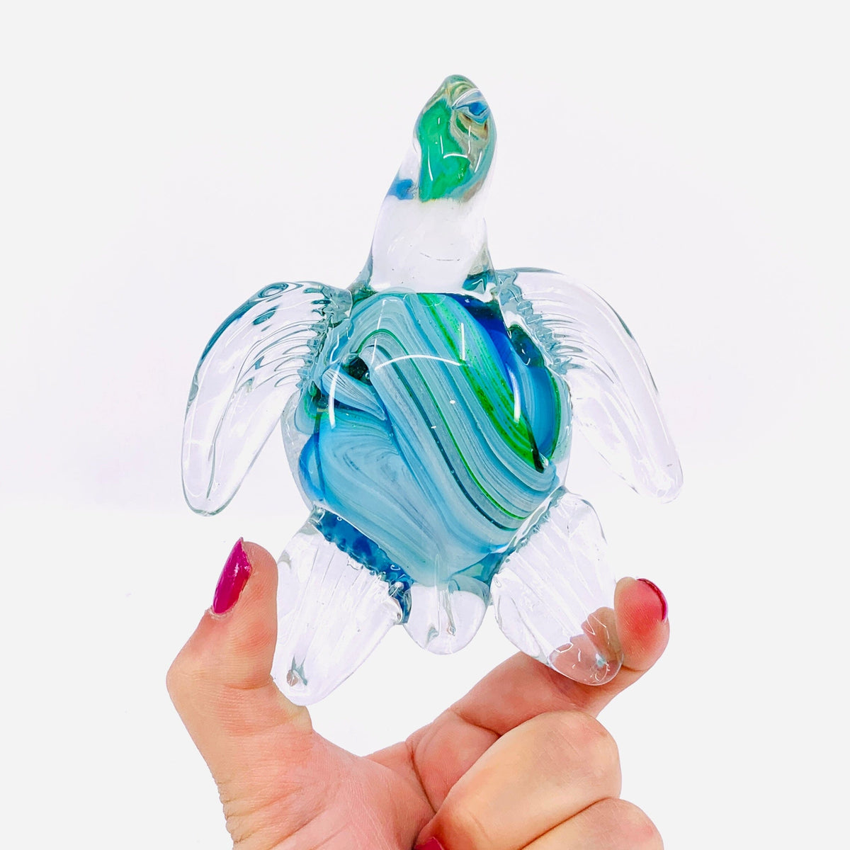 Marbled Glass Sea Turtle Paperweight Miniature Chesapeake Bay 