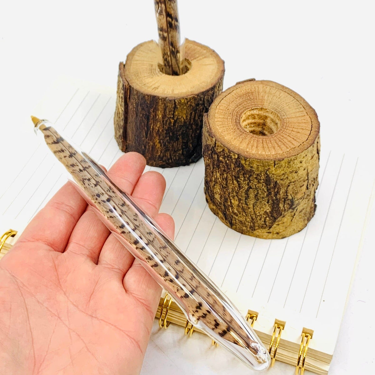 Wooden Pen Holder TriSymbolize Glass 