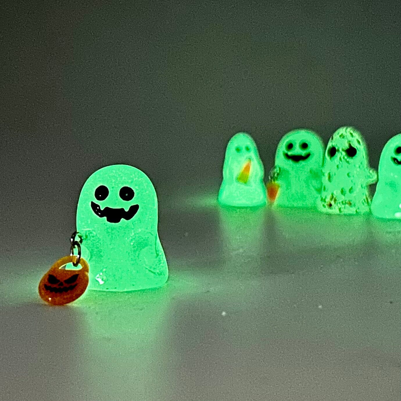 Miniature Glass Glow in The Dark Ghosts, Bucket - 