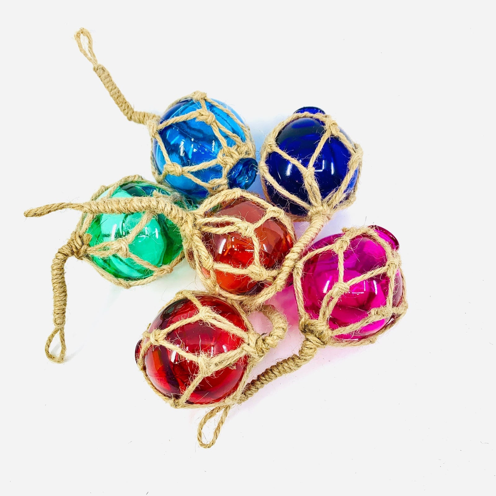 Macramé Glass Ball Ornament - Aqua Chesapeake Bay 