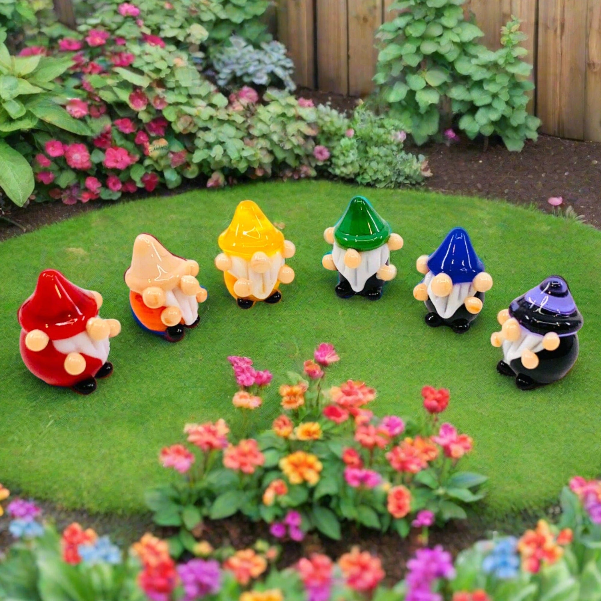 Tiny Glass Rainbow Gnomes, 252 - Yellow Miniature Alex 