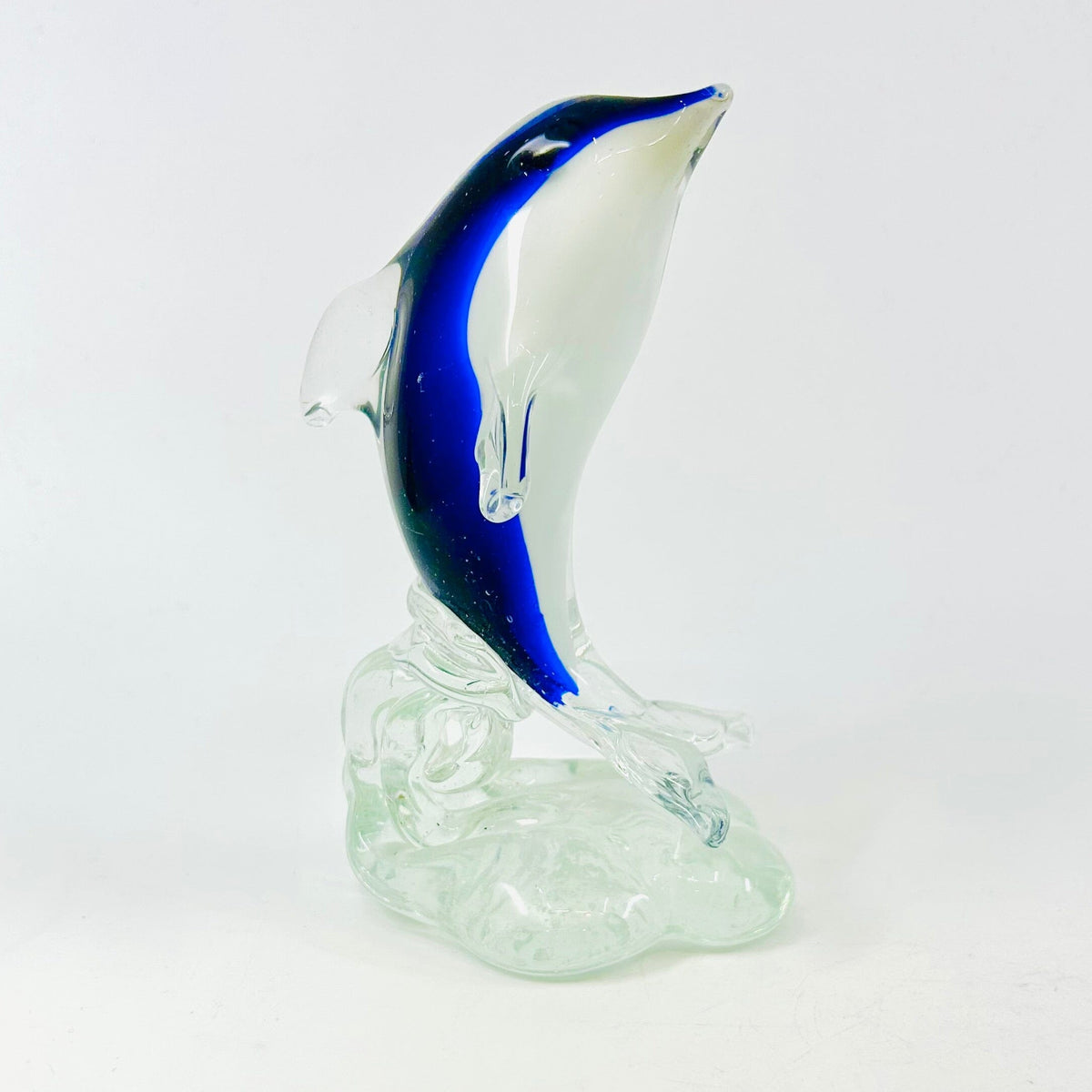 Glass Dolphin on Wave Paperweight Decor Chesapeake Bay 