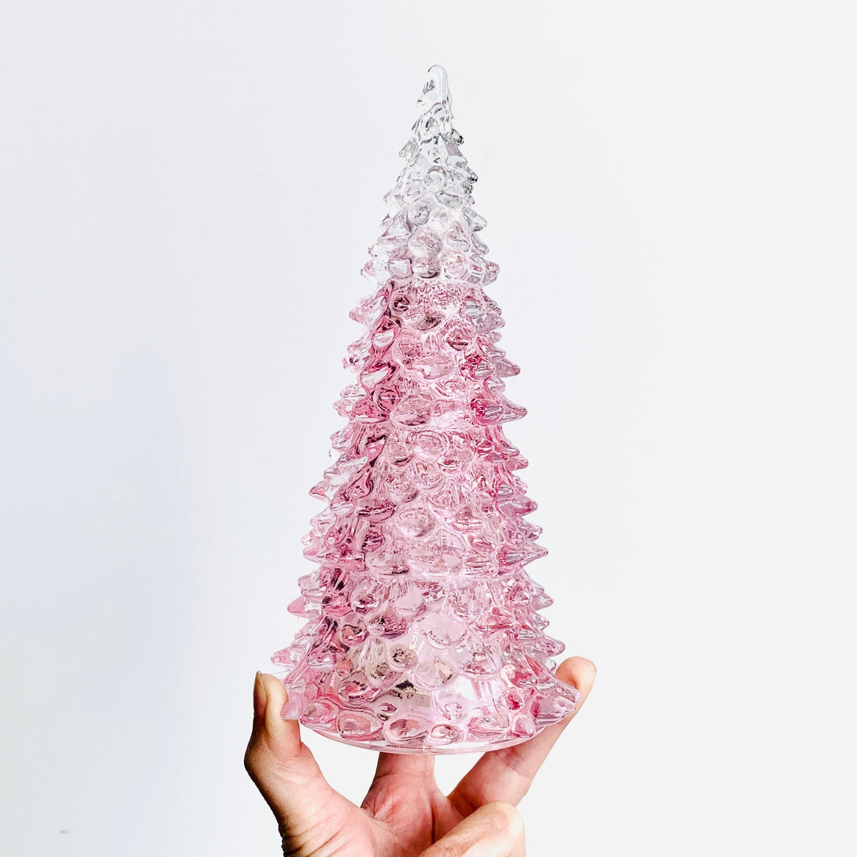 Pink Blown Glass Tree Diamond Star Medium 