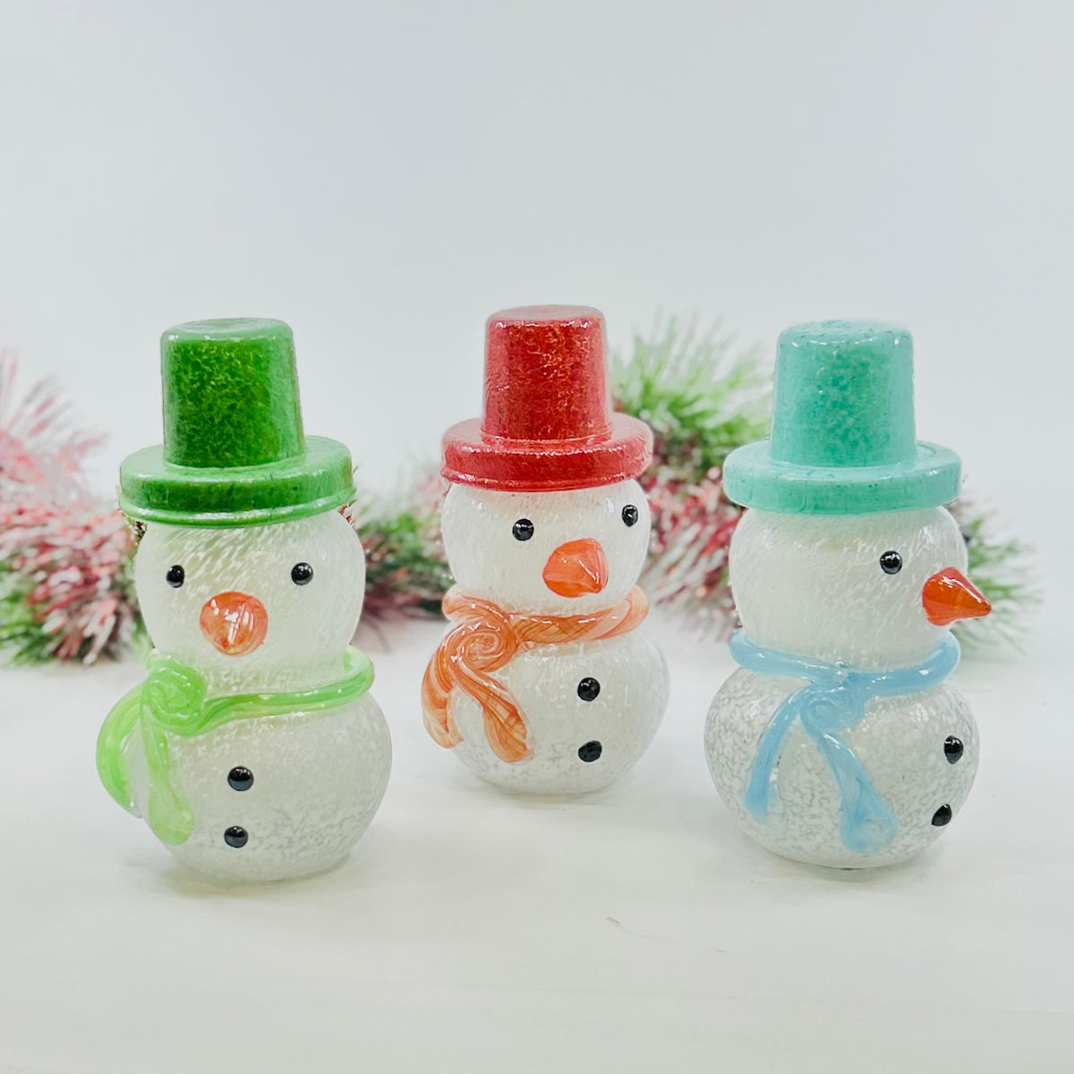 Blown Glass Snowman - Red Scarf