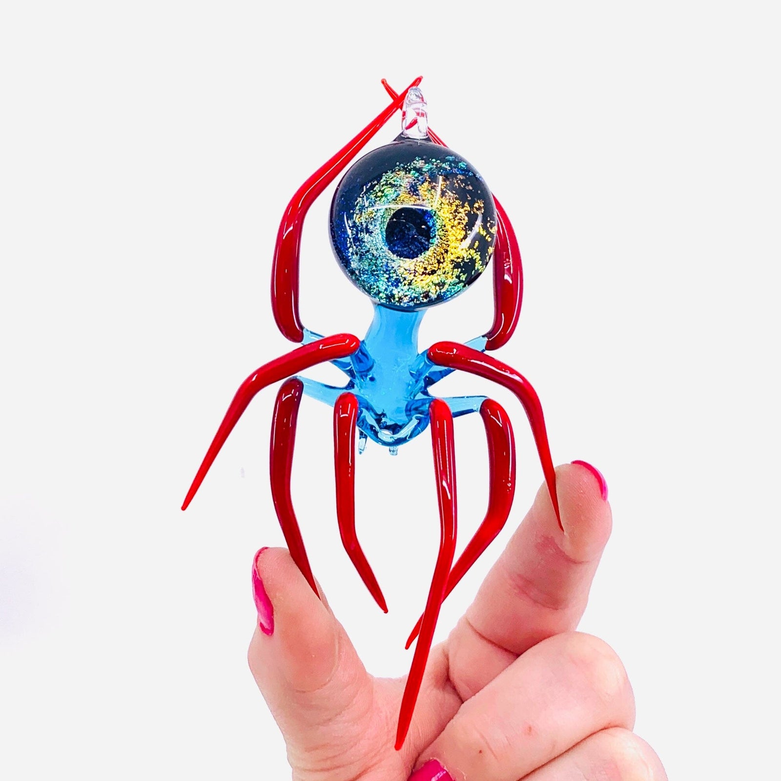Glass Galaxy Spider Ornament, 41 Ornament WGK Glass Art Inc 