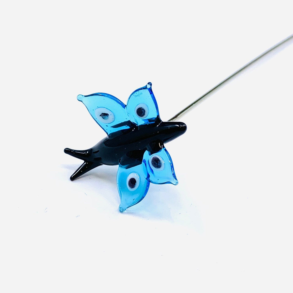 Tiny Glass Animal Garden Stake 22, Butterfly Decor - 