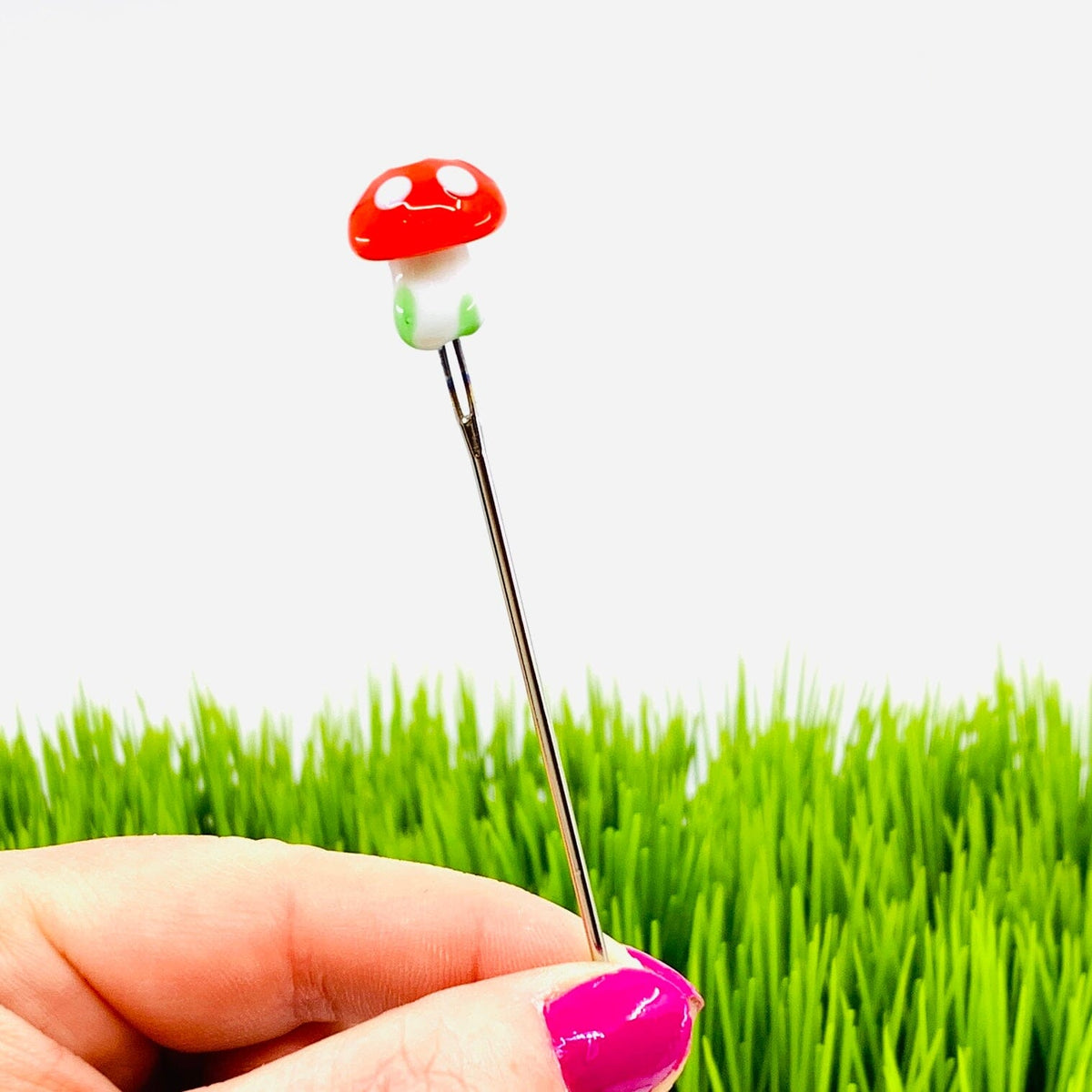 Tiny Glass Animal Garden Stake 14, Mushroom Decor - 