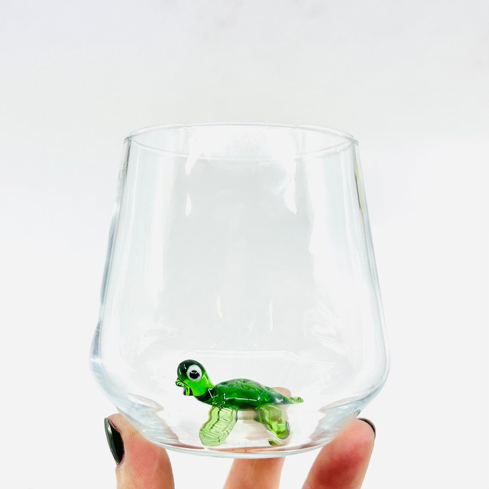Tiny Animal Wine Glass, Sea Turtle Decor MiniZoo 