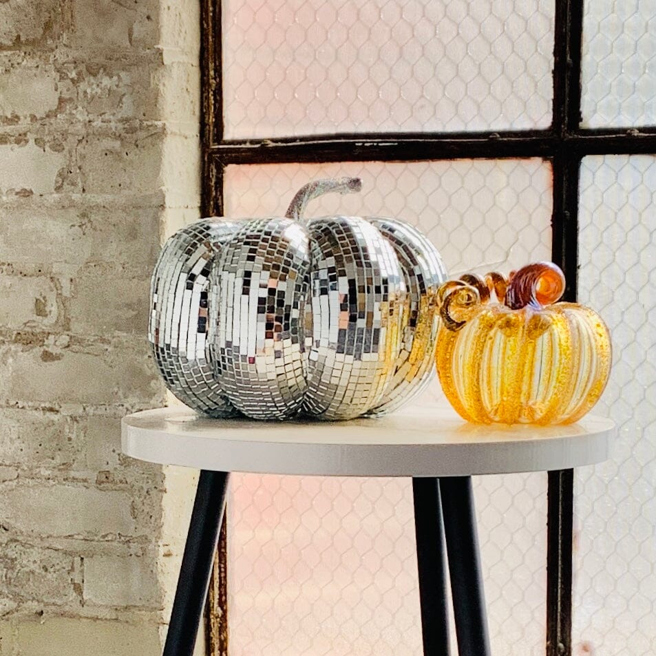 Mirror Ball Pumpkin, Silver Squat Diamond Star 