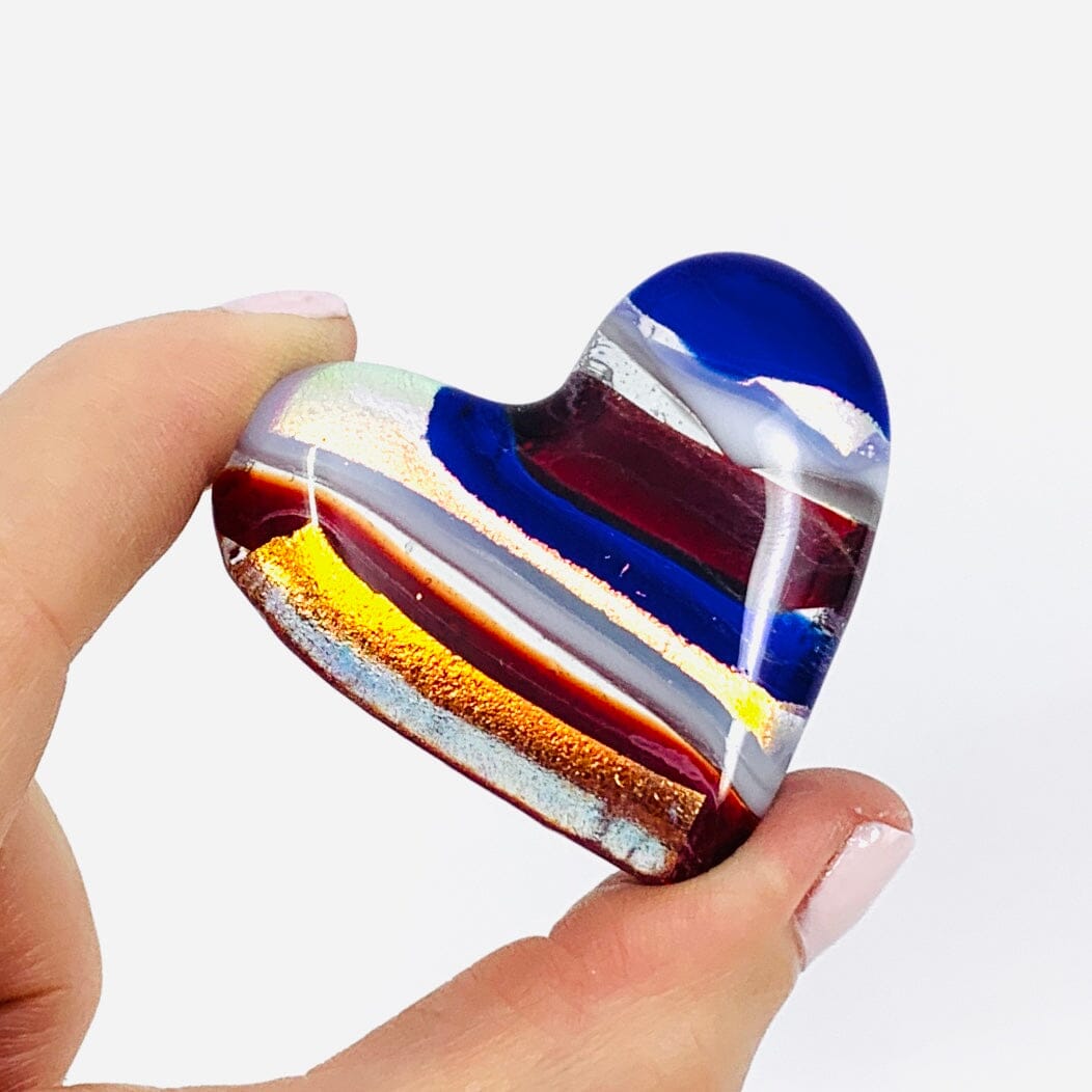 Fused Pocket Heart, Star Spangled Miniature Luke Adams Glass Blowing Studio 