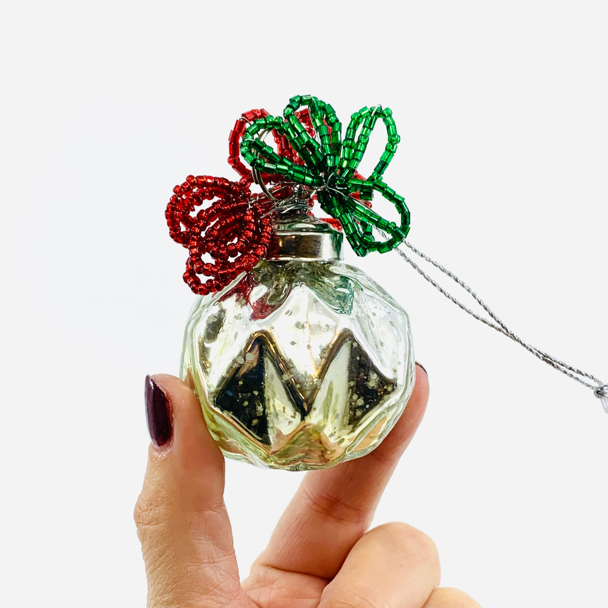 Beaded Jewel Ornament 74, Silver