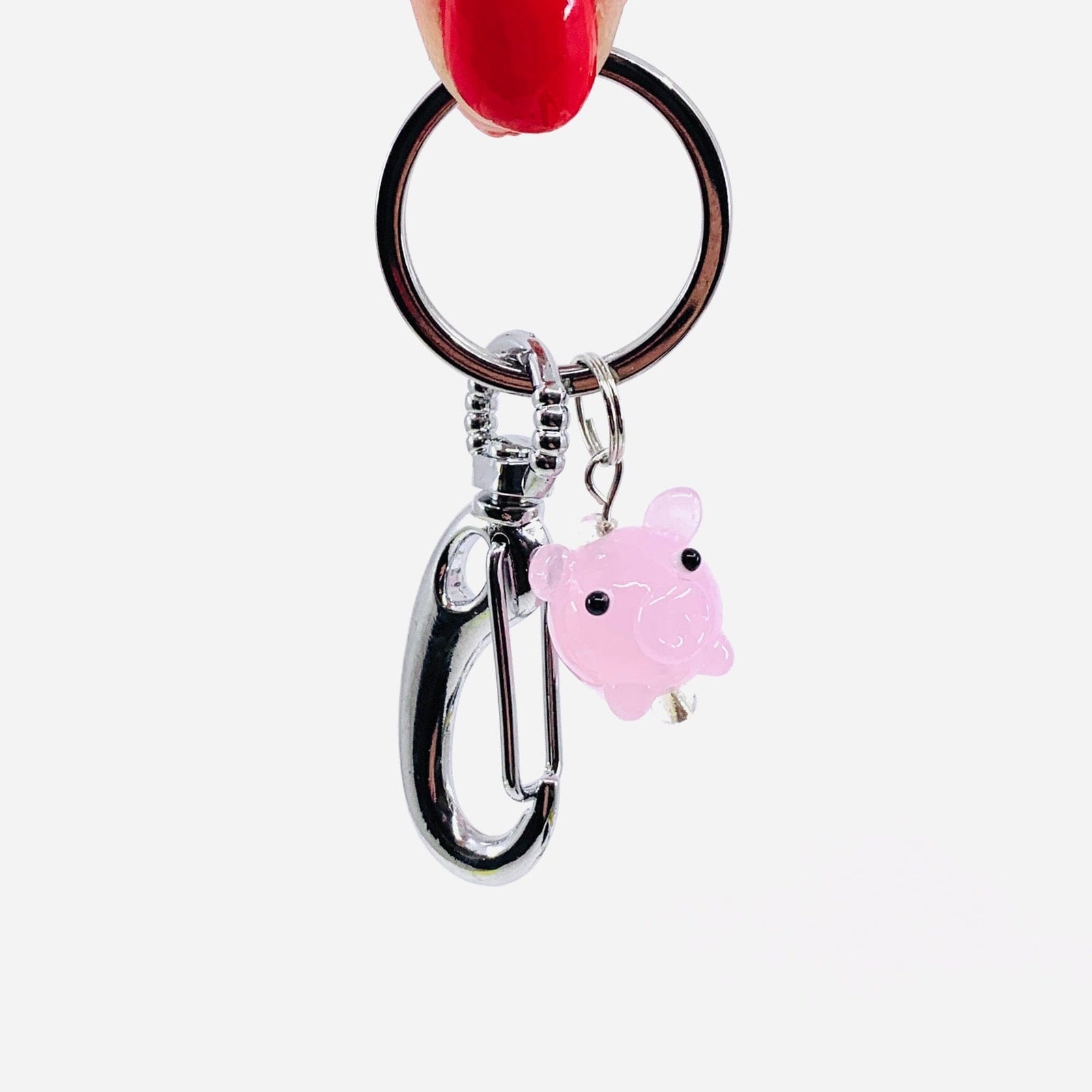 Tiny Glass Pig Keychain GANZ 
