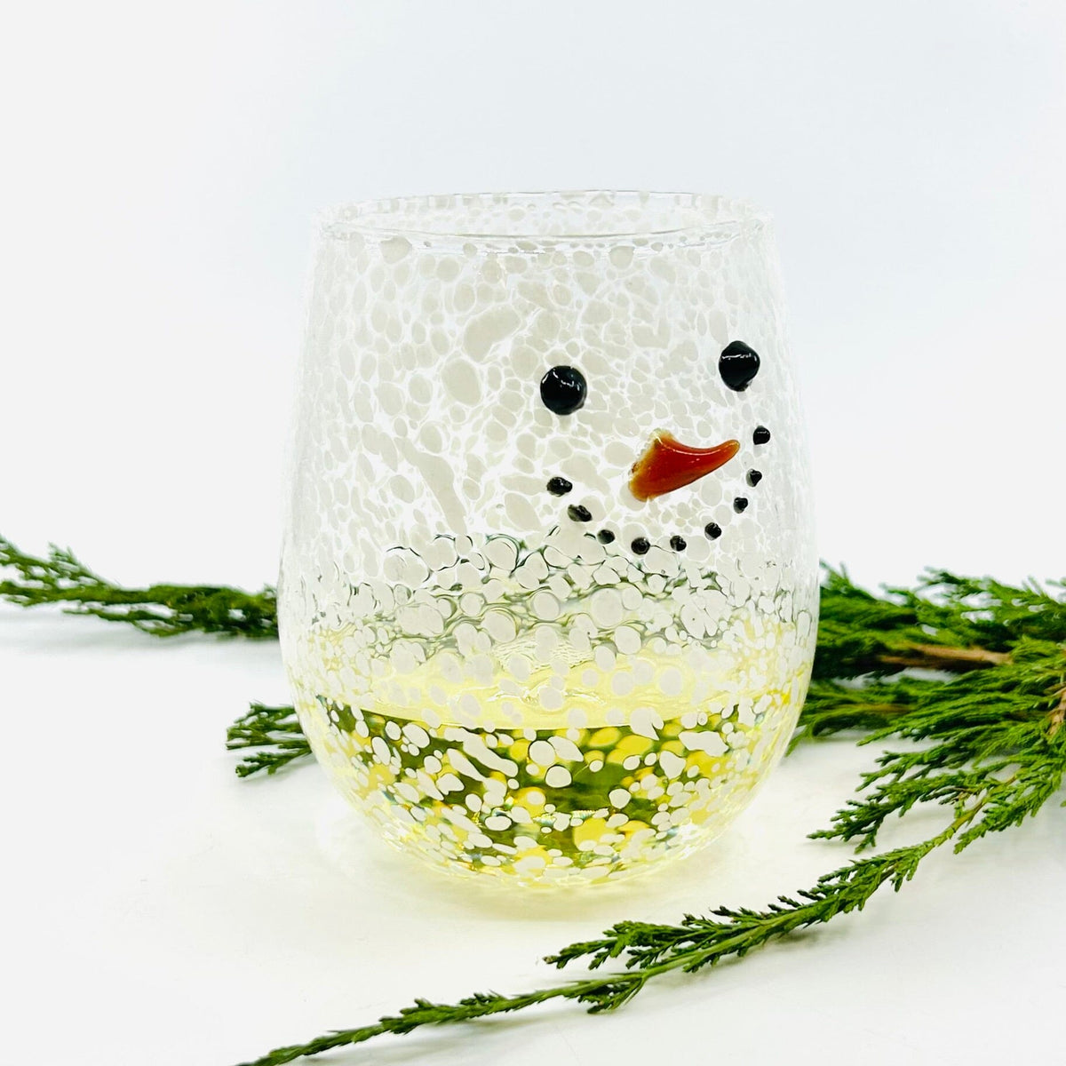 Confetti Snowman Stemless Wine Glass Creative Co-Op 