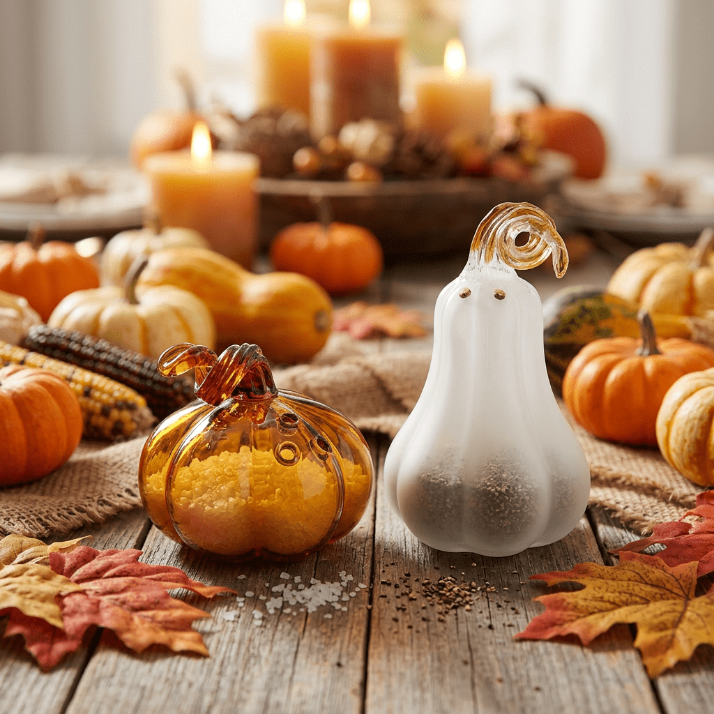 Glass Pumpkin Salt and Pepper Shakers Decor Gift Essentials 