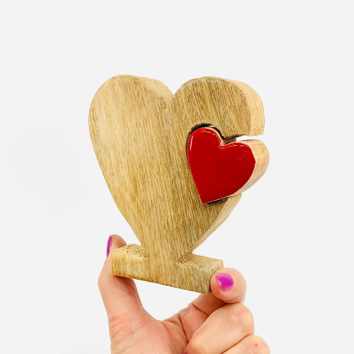 Red Enamel Wooden Heart Décor, Small KEL-TOY 