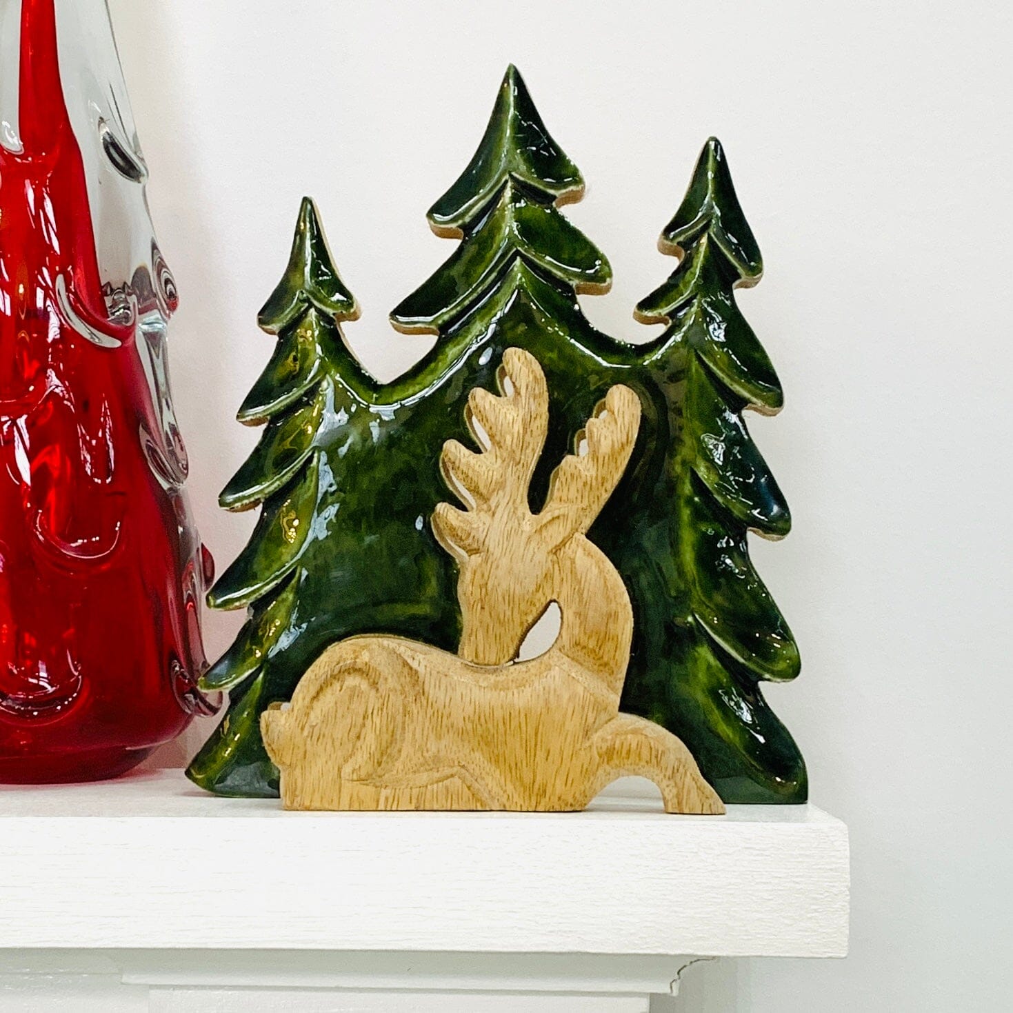 Enamel Wooden Reindeer Décor Oak Street 