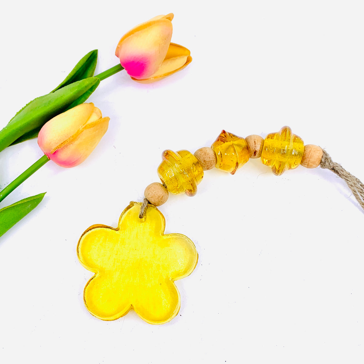 Glass Flower Suncatcher, Yellow
