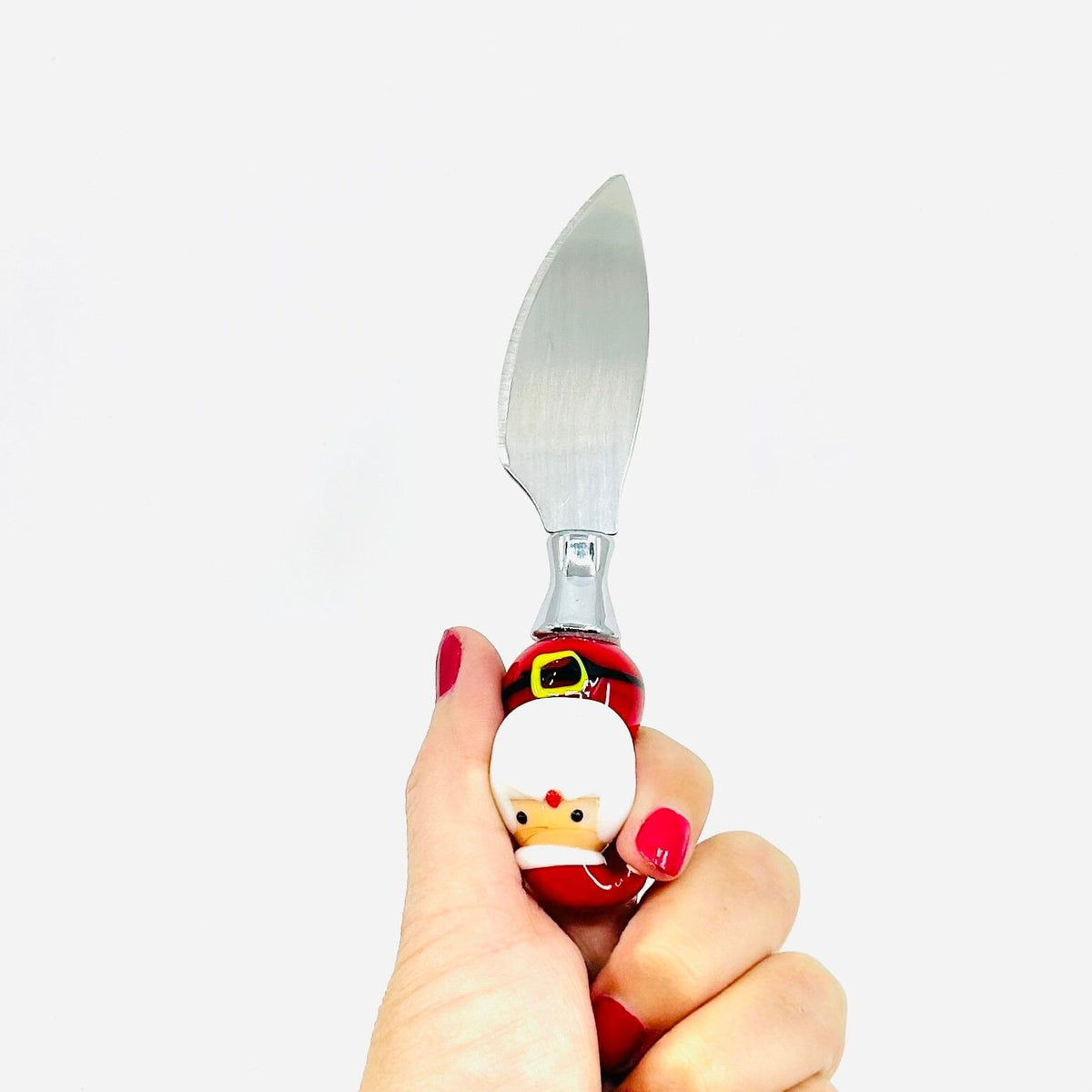 Holiday Glass Cheese Knife, Santa Decor Creative Co-Op 
