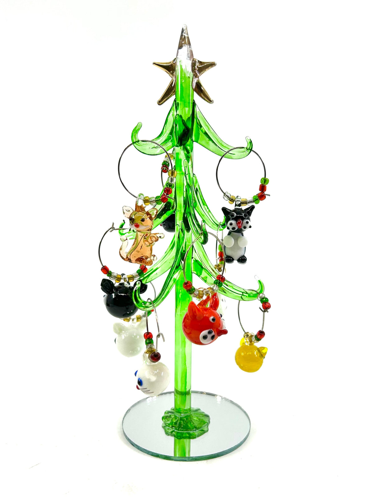 Glass Cat Wine Charm Ornament Tree 1 Decor Gift Essentials 