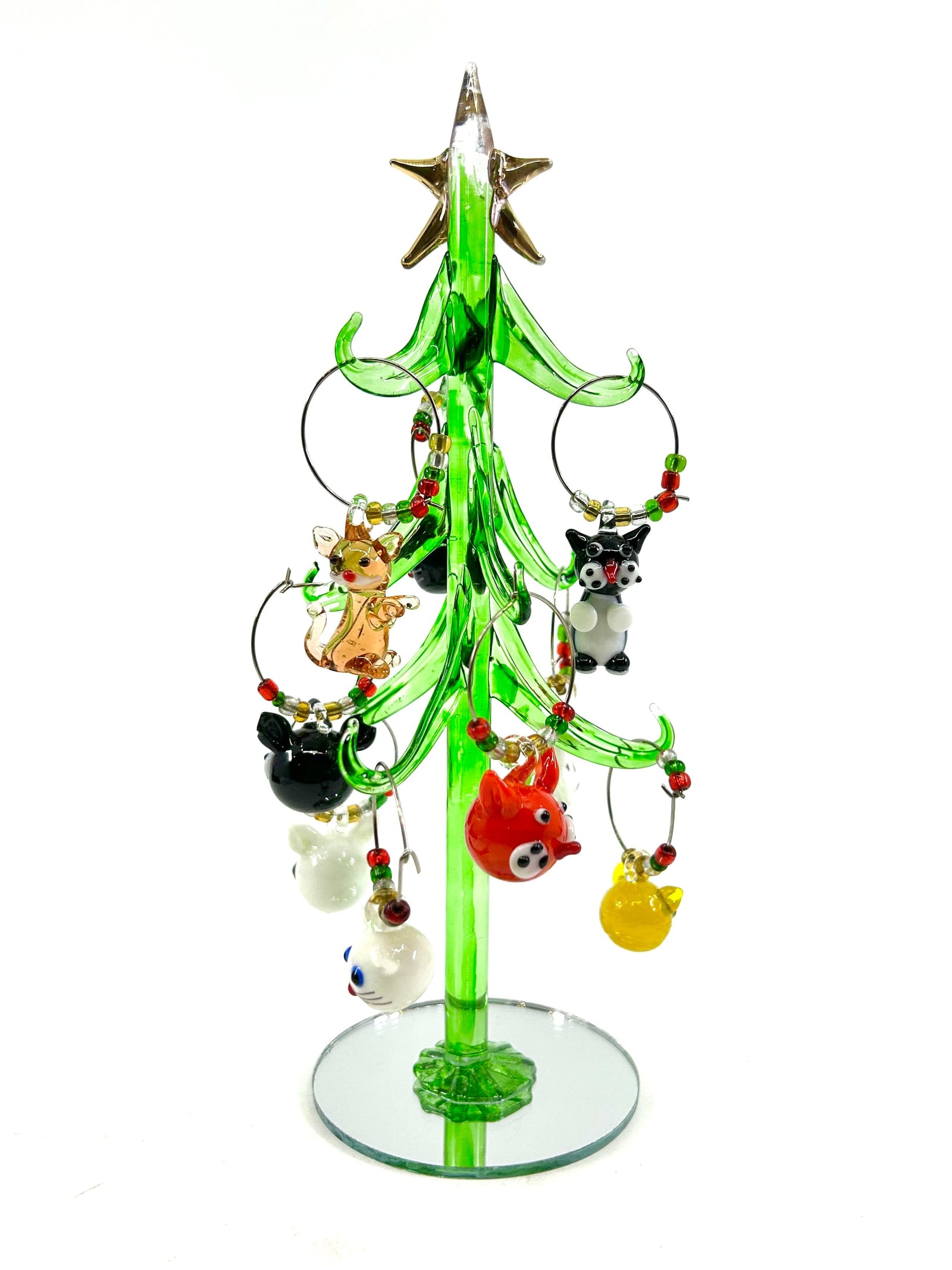 Glass Cat Wine Charm Ornament Tree 1 Decor Gift Essentials 