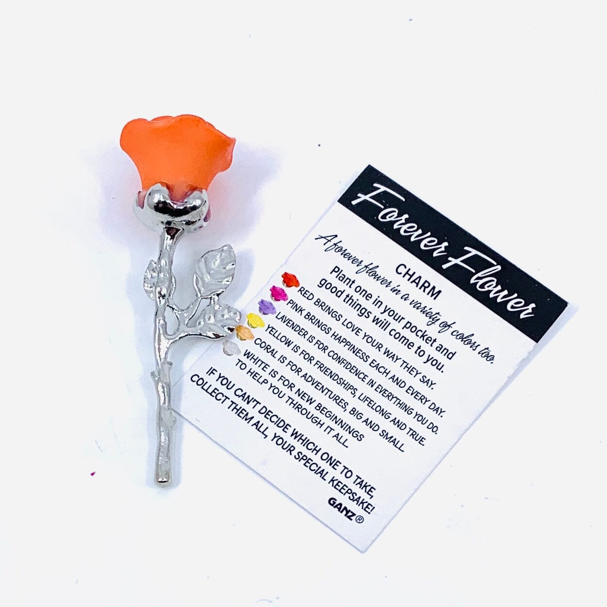 The Forever Flower Pocket Charm 130, Coral - Adventures Miniature GANZ 