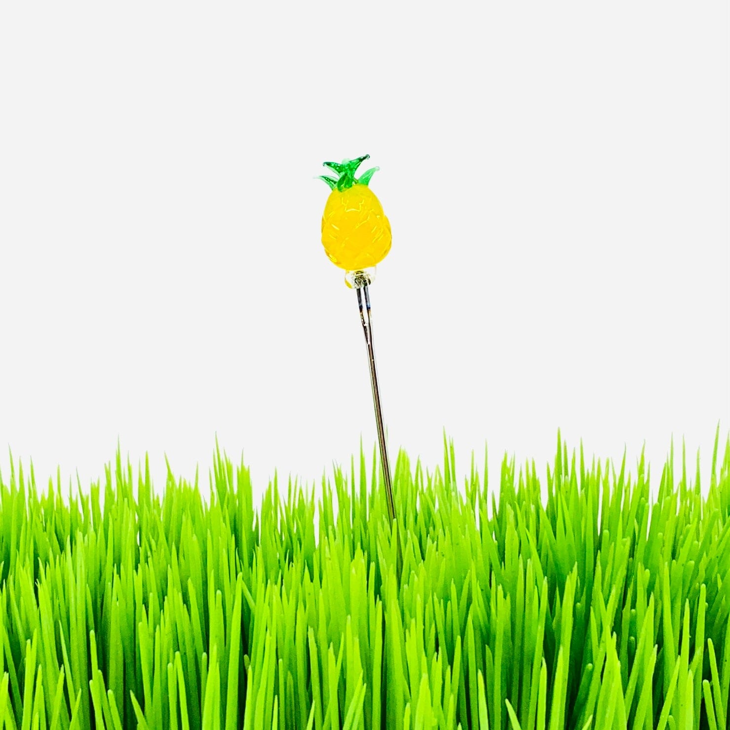 Tiny Glass Animal Garden Stake 20, Pineapple Decor - 