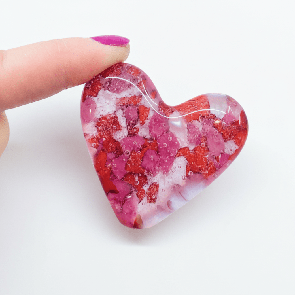 Fused Pocket Heart, Multi Miniature Luke Adams Glass Blowing Studio 
