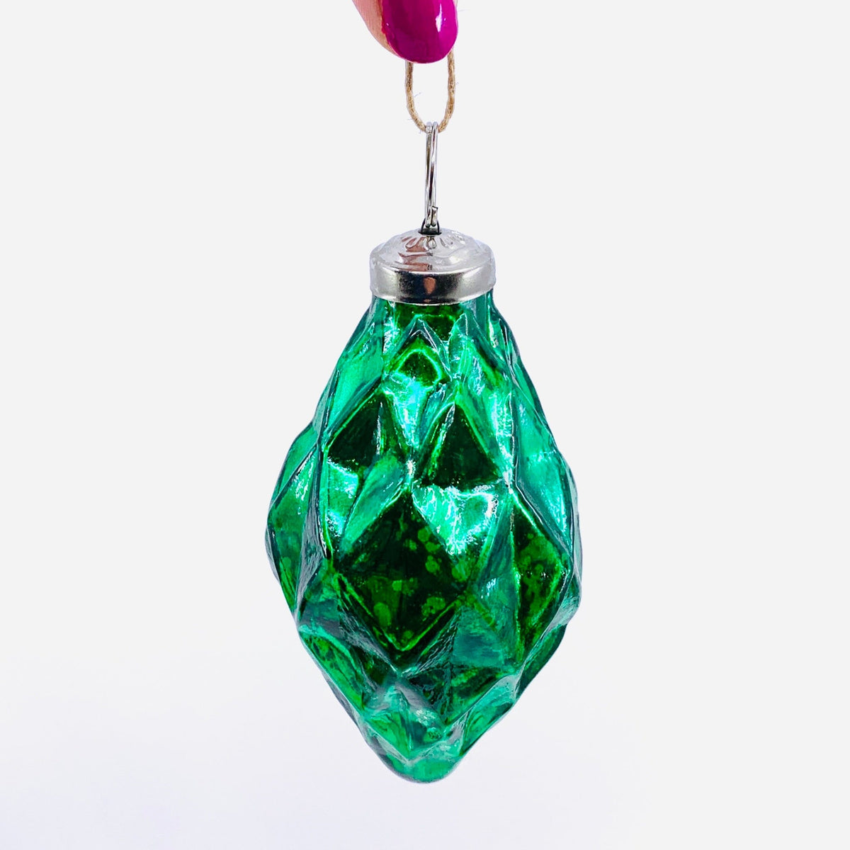 Glass faceted Ornament 21, Emerald India House Brass 